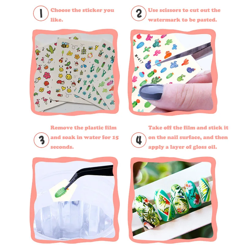 Водные Наклейки для ногтей в виде животных Disney милые летние наклейки сделай сам