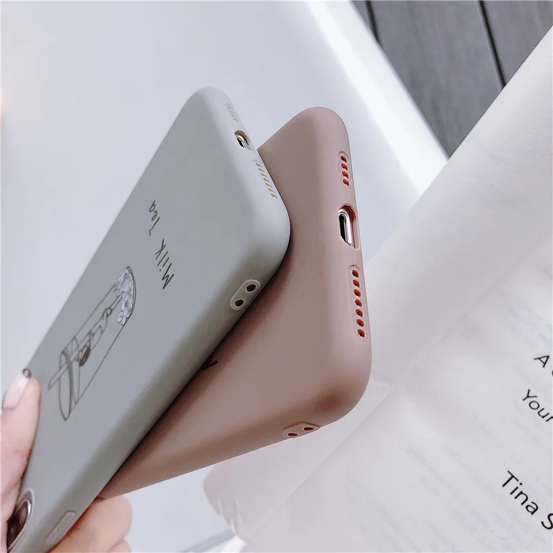 Simple Creative Milk Tea Drink Phone Cases For iPhone X XS Max XR 8 7 6 6S Plus Full Cover Silicone Soft Shell Protection Coque |