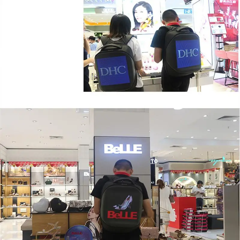 AKDSteel WiFi LED Screen Advertising Backpack Waterproof DIY Dynamic City for Walking | Lights