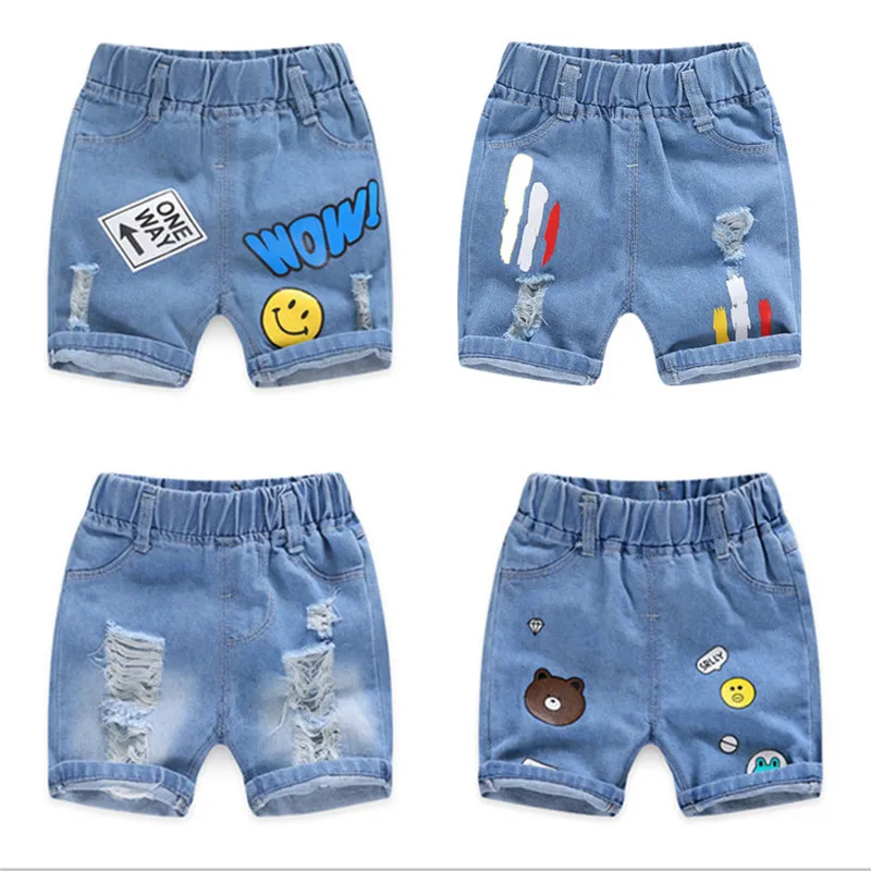 

2021 Baby Boy Shorts Jeans Summer Boys Printing Denim Cotton Casual Kids Short Pants For Children Trousers 2-8years Clothing