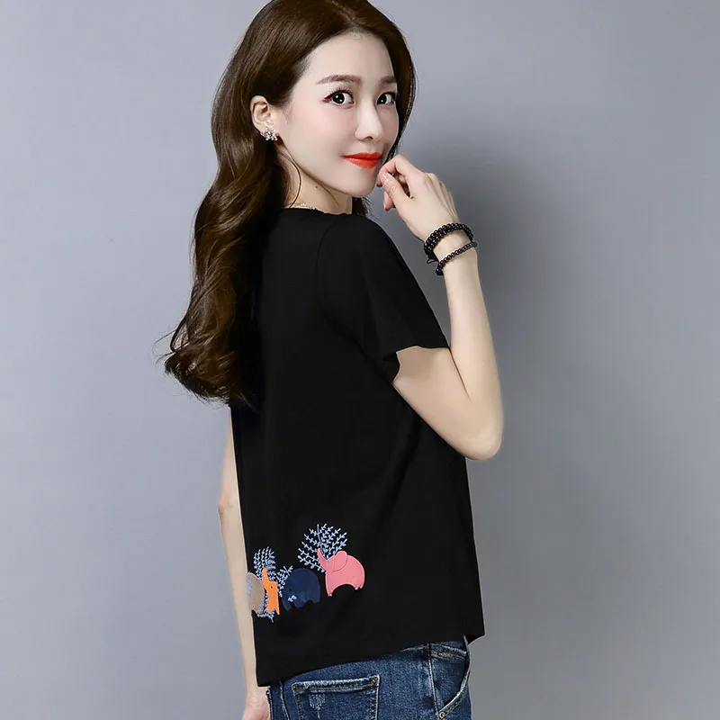 

Cotton T-shirt, Ladies'Short Sleeve, Loose Printed Yellow Top, Half Sleeve, New Type of Women's Large Fat T-shirt, 2021