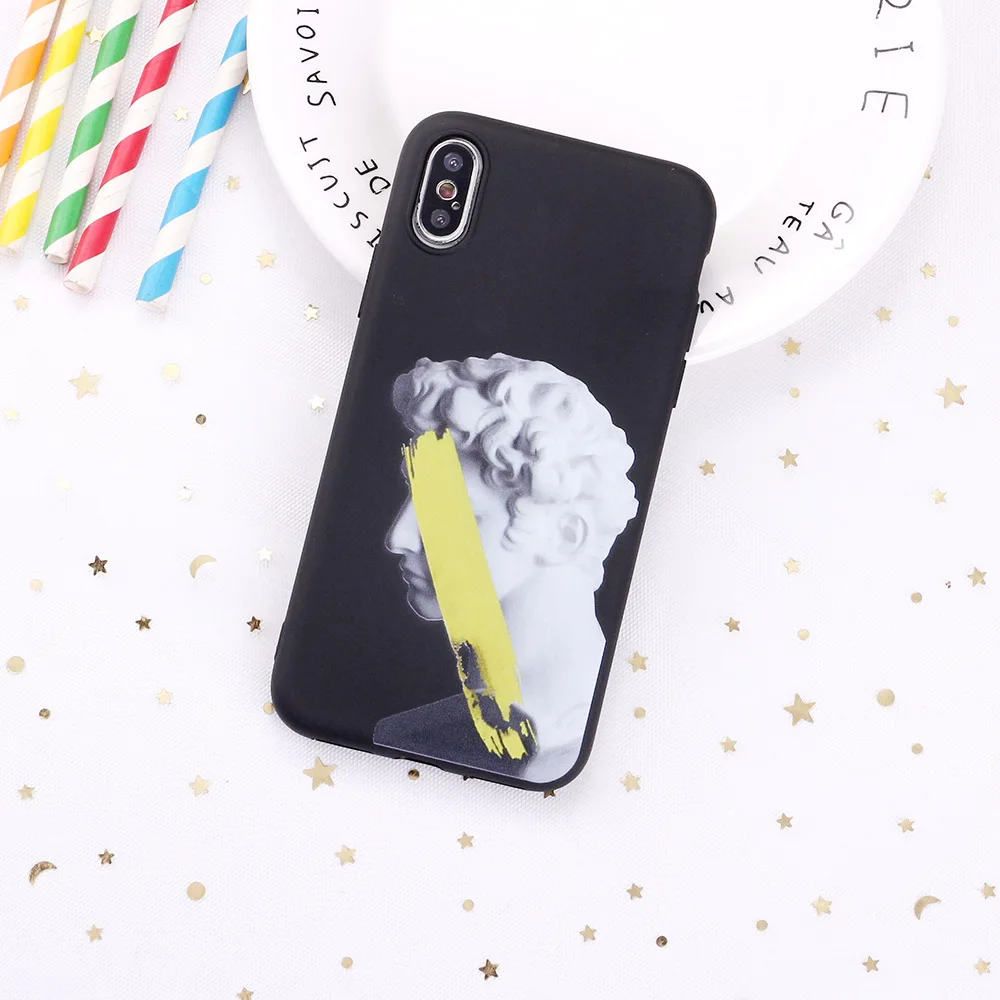 

For 11 12 Pro Max 8 8Plus X XR 7 7Plus XS Max 6 6S 5 SE Fashion Abstract Art Statue Candy Silicone Phone Case Coque Funda