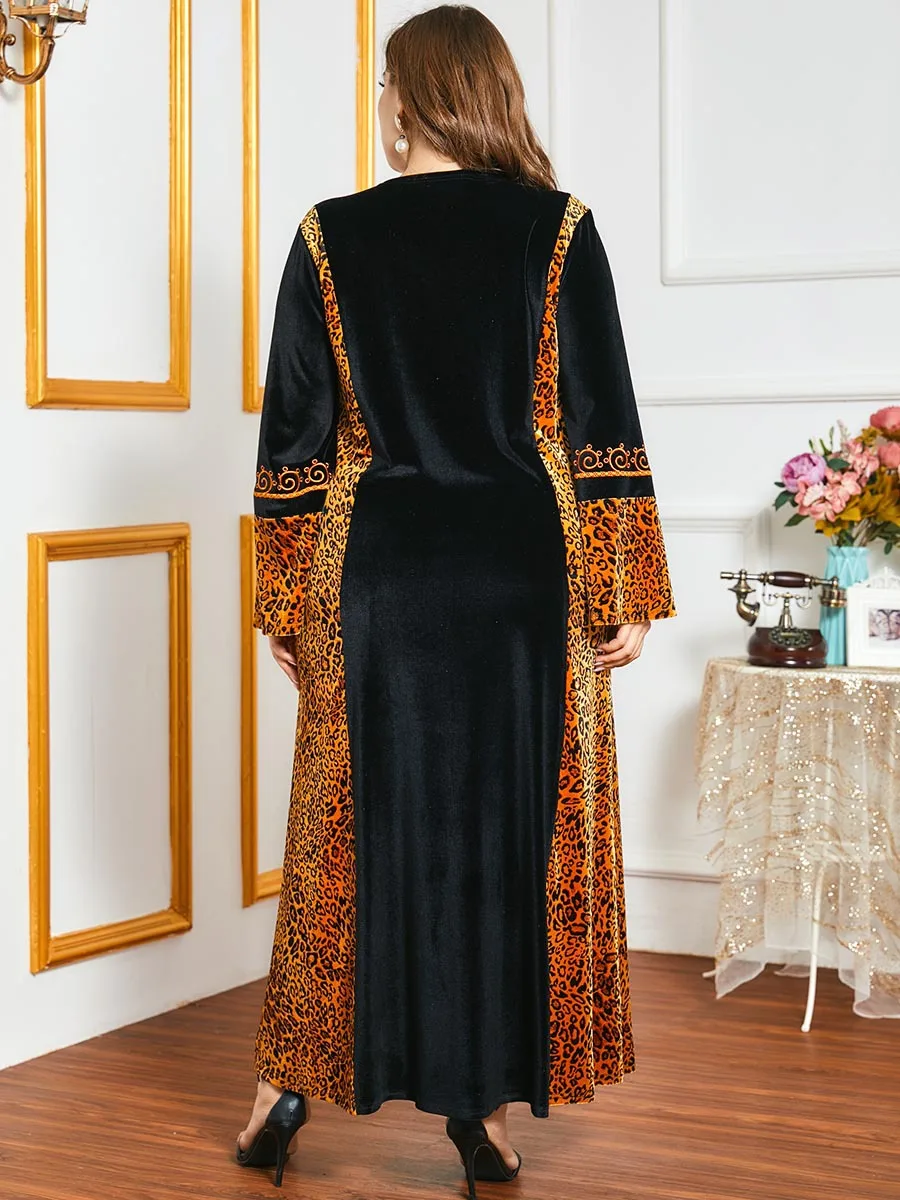 Зимняя одежда в исламском стиле бархатное мусульманское платье женское Абая