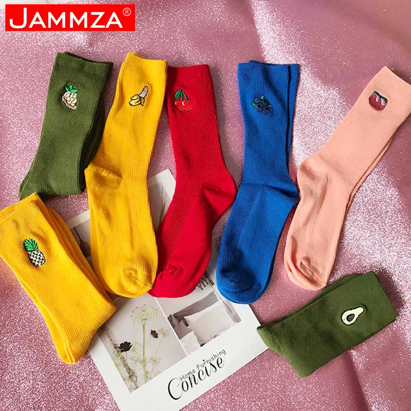 

Новинка 2020 года; Сезон осень-зима; Женские носки с вышитыми фруктами; Милые Классические однотонные модные носки; Розовый стиль в стиле ретр...