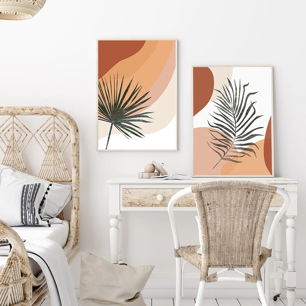 

Tropical Boho Abstract Leaves Art Ptints Poster Monstera Palm Leaf Botanical Wall Picture Canvas Painting Nordic Bedroom Decor