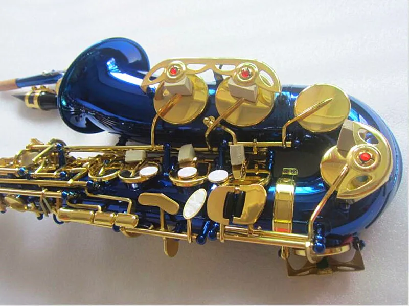 Новый высококачественный альт-саксофон с синим золотым ключом латунный