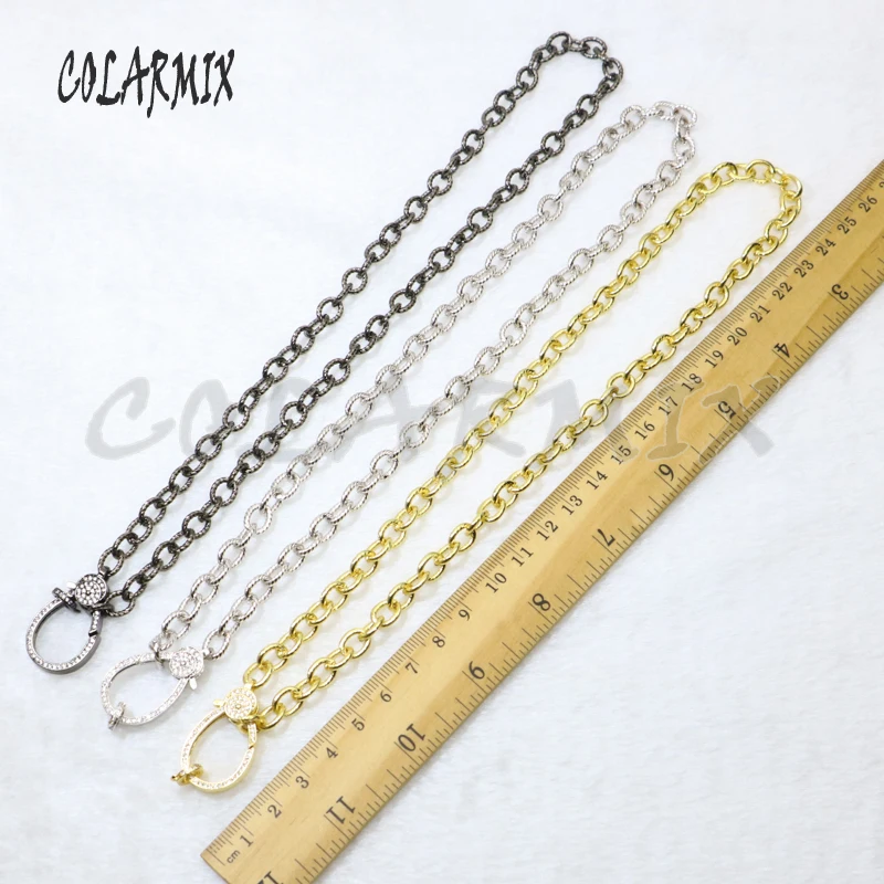 

5 strands Lobster Clasp pendant necklace zircon jewelry 18" keep color chain necklace mix colors fashion jewelry 50123