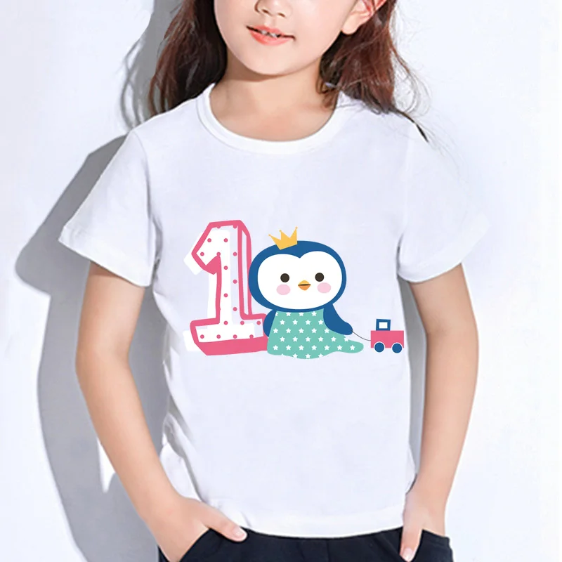 

Children Birthday Number 1~9 Animal Cartoon T-shirt Boys and Girls Summer Tee Top Baby Clothes 1-9 Years Old 1548