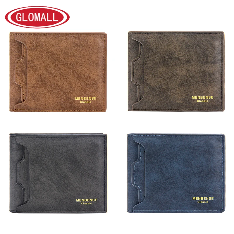 Мужской бумажник из искусственной кожи короткий многофункциональный мужской