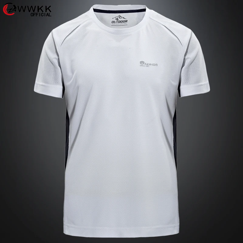 

WWKK Men's Fitness Shirt Trainer Running T-shirt Multicolor Summer Short Sleeve Shirt Gym Jerseys Breathable Sportswear