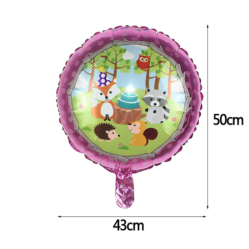 round shape A Джунгли вечерние животные Енот лиса белка шарики с пандой на тему зоопарка вечерние гелиевые шары баннер для дня рождения украшения флаги - Цвет: round shape A