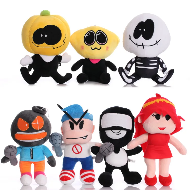 

23cm Anime Friday Night Funkin Plush Toy Cute Spooky Month Skid Pump Stuffed Dolls Children Birthday Halloween Gift