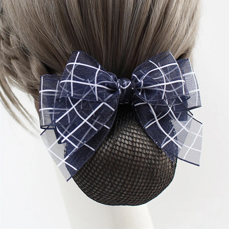 

New Hair Clips Mesh Hair Rope Bow Barrette Hair Clip Cover Bowknot Bun Snood Hair Accessories