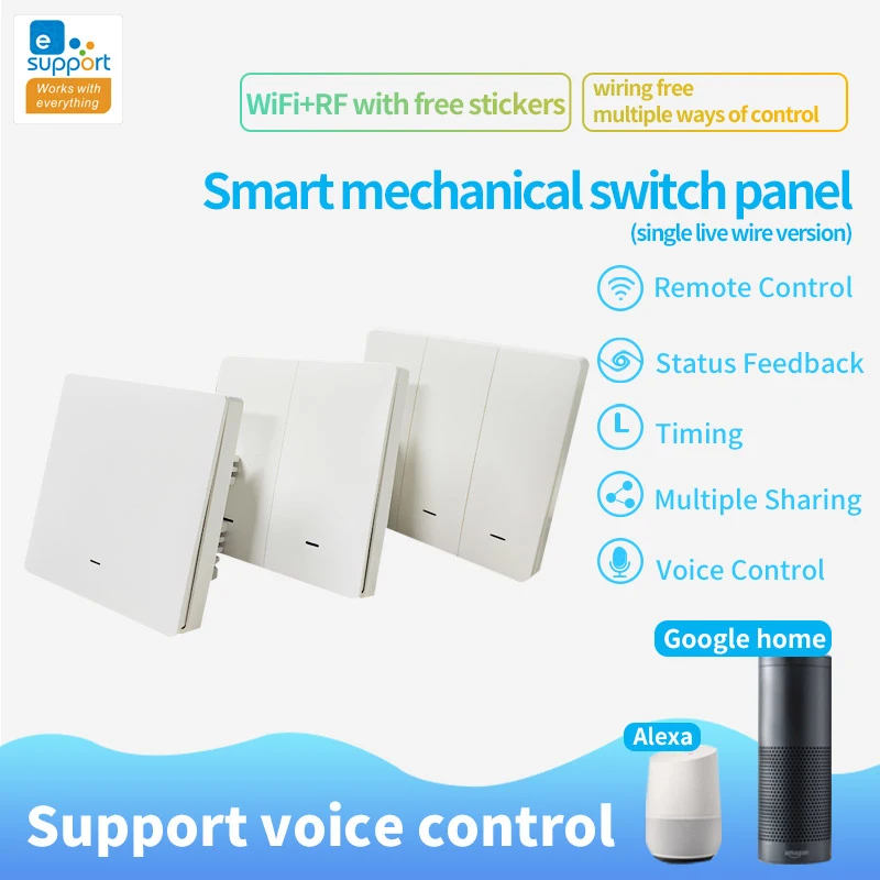 

1/2/3 Gang Wifi Light Switch Smart Light eWelink And 433MHz Wireless Remote Control Wall interruptor Standard Work With Alexa