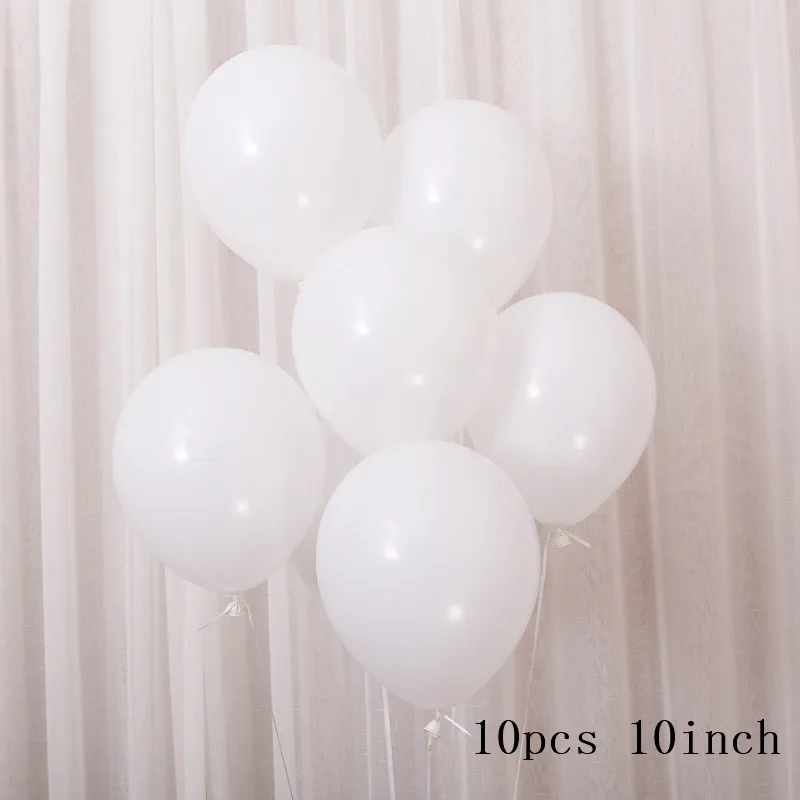 10pcs white Золотистый, серебристый, металлический латексный воздушный шар 18 30 40 50 60 70 80 90 лет с номером в честь Дня Рождения вечерние воздушные шары из фольги для взрослых - Цвет: 10pcs white
