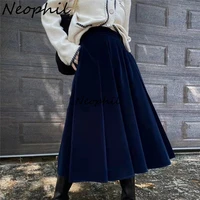 neophil women vintage velvet retro midi skirts warm 2022 autumn winter all match swing basic flare umbrella female skirt s211102