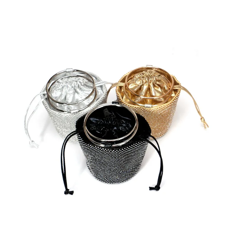 Женские вечерние сумки YINGMI серебристые черные золотистые атласные свадебные с