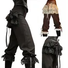 2022 средневековый пиратский костюм викингов, Капри, кружевные брюки, женские готические стимпанк, корсарские полубрюки, праздничные женские бриджи