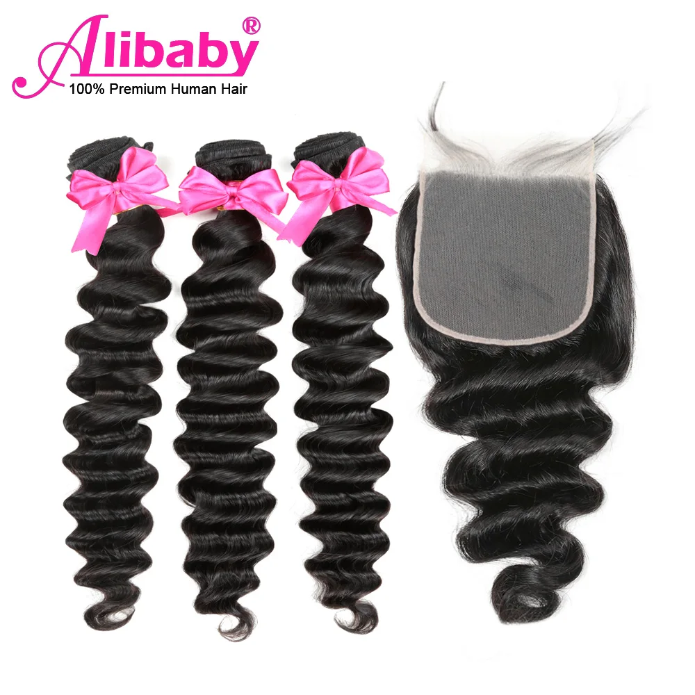 Пряди бразильских натуральных волос Alibaby свободные крупными волнами с застежкой
