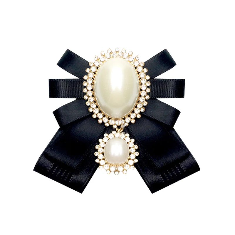 3 i-Remiel Fashion New Korean Pearl Bow Tie Brooch for Female Ancient Rhinestone Lapel Pin Badge Corsage Shirt Collar Accessories - Окраска металла: 3