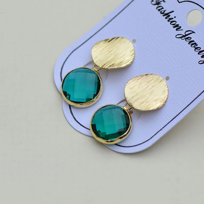 

HMES Simple Retro Metal Disc Female Earrings Geometric Round Earrings Fashionable Long Earrings Women
