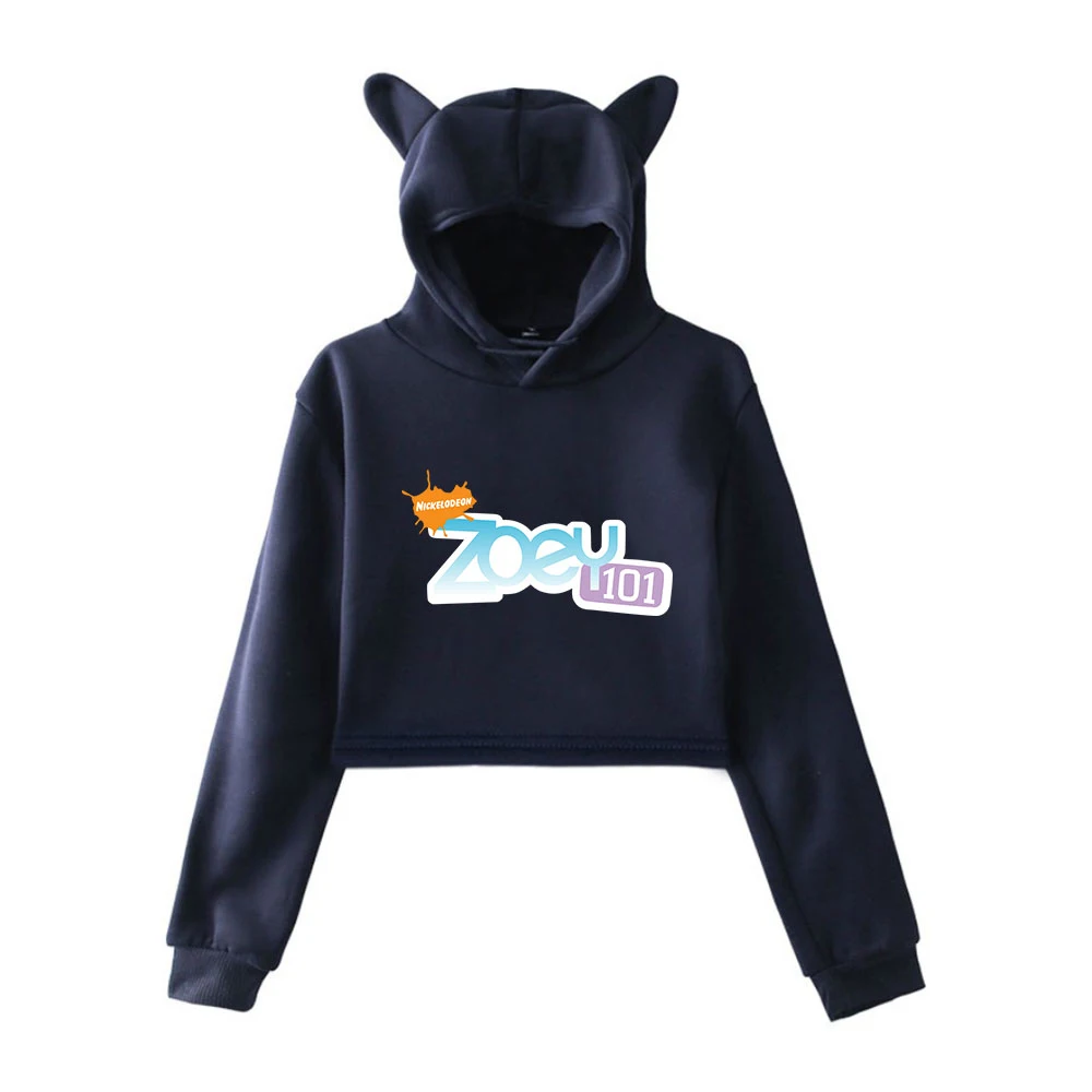 

Zoey 101 Pullover Cat Cropped Hoodie Crop Top Women's Hoodie Harajuku Streetwear 2021 American Tv Series Girls Fashion Clothes