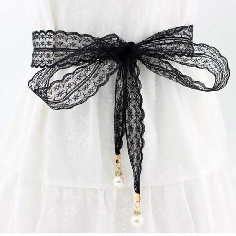 

New 1PC Pink Blue Knot Skirt Adjustable Pearl Red Allergy Free Long White Black Girls Korean Lace Elasticity Women