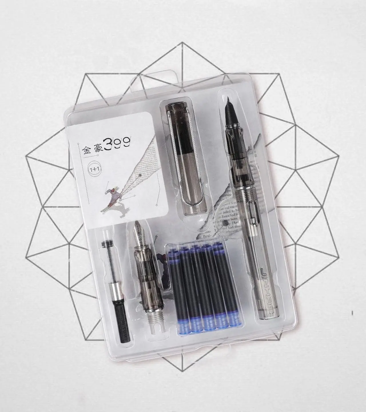 Чернильная ручка jinhao 359 0 38 мм с наконечником 5 2 наконечника черных чернил