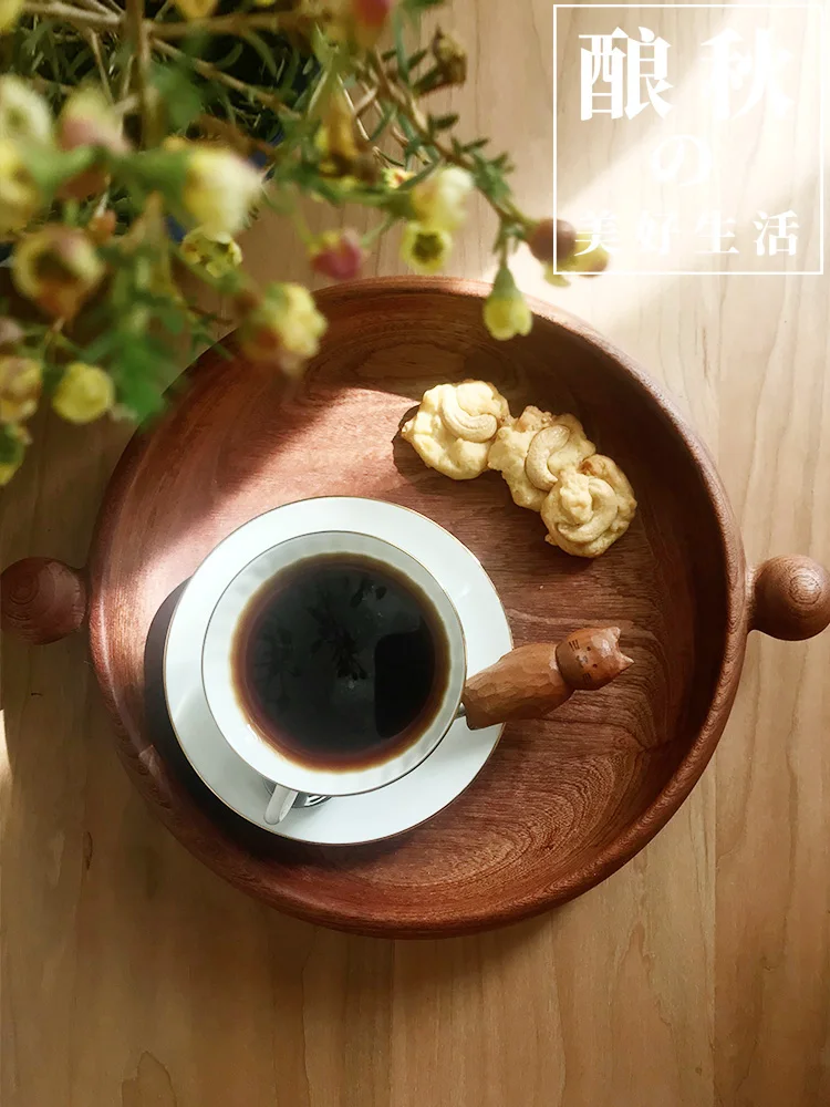 

meow type X brewing autumn Japanese family dinner plate, tea plate, fruit wooden plate, breakfast plate