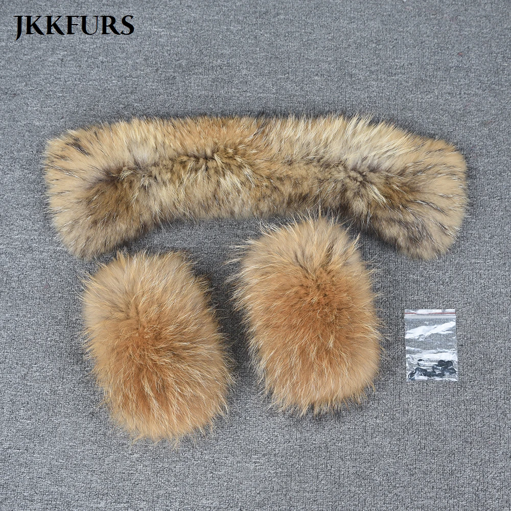 2021 Зимний натуральный Лисий мех модный воротник манжеты набор аксессуаров из