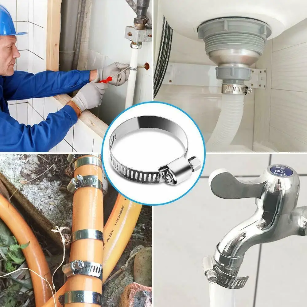 

60pcs/box Adjustable Car Hose Clamps Worm Gear Stainless Steel Clamp Assortment Auto Accessories