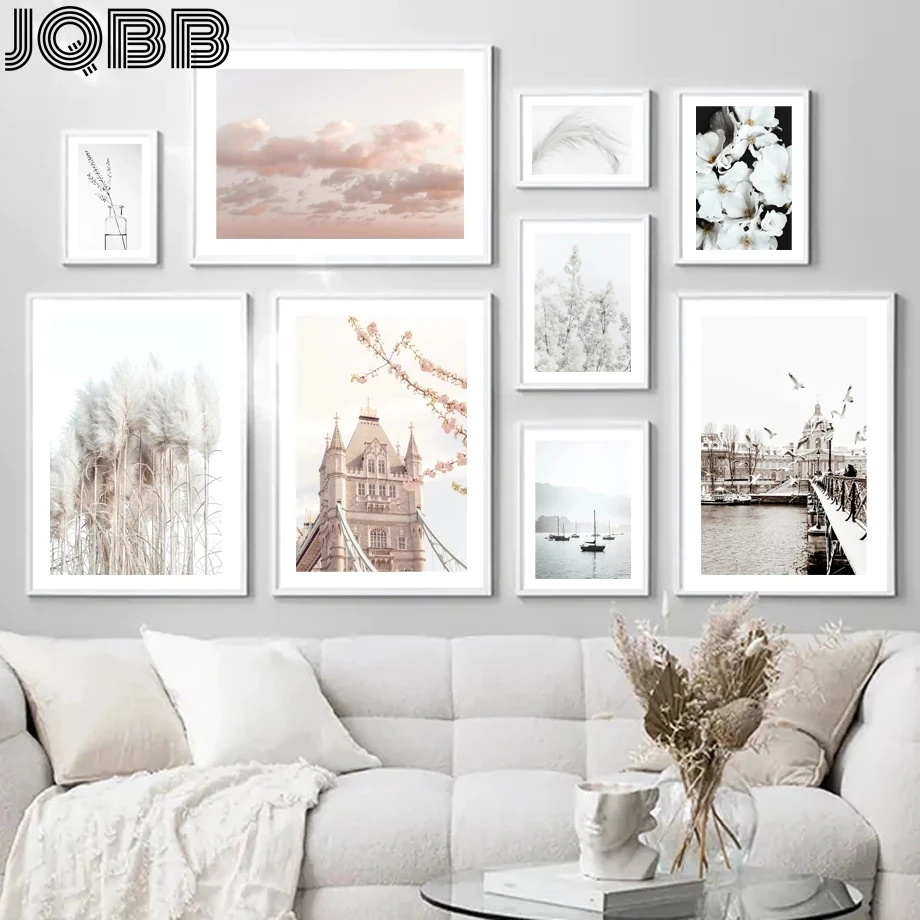 Настенная Картина на холсте лондонская башня мост язычковые цветы перо