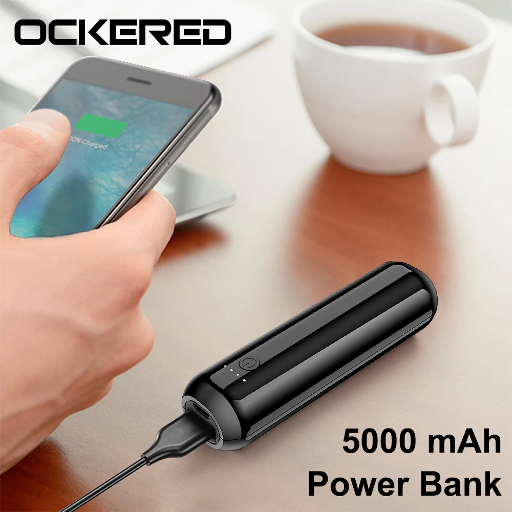 OCKERED USB мини Мощность банка 5000 мА/ч Портативный номер телефона внешний Батарея с