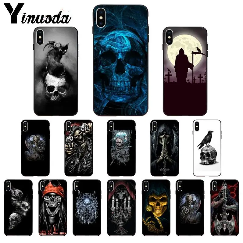 Yinuoda Grim Reaper Череп Скелет Ворон мягкий чехол для телефона из ТПУ iPhone X XS MAX 6 6S 7 7plus 8