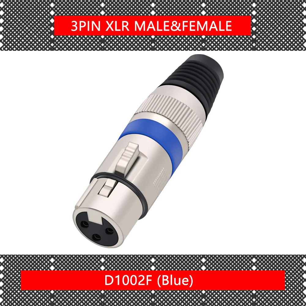 1 шт. 3-контактный разъем XLR штекер/гнездо 3-полюсный для микрофона 7 цветов |