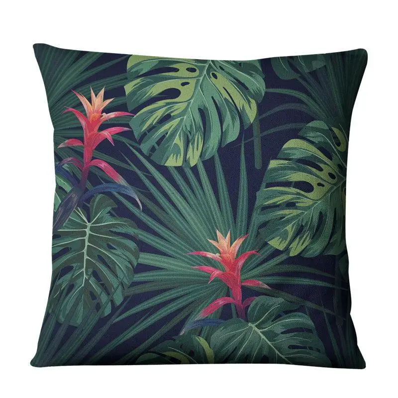 Наволочка с рисунком зеленых листьев декоративная искусственная наволочка