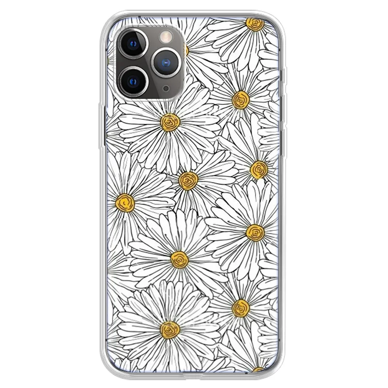 

Lovely Flower Case For iPhone 7 8 6 6S Plus 11 Pro Max 12 Mini XR X XS 5 5S SE 2020 Soft Silicone Back Cover Fundas Cases Luxury