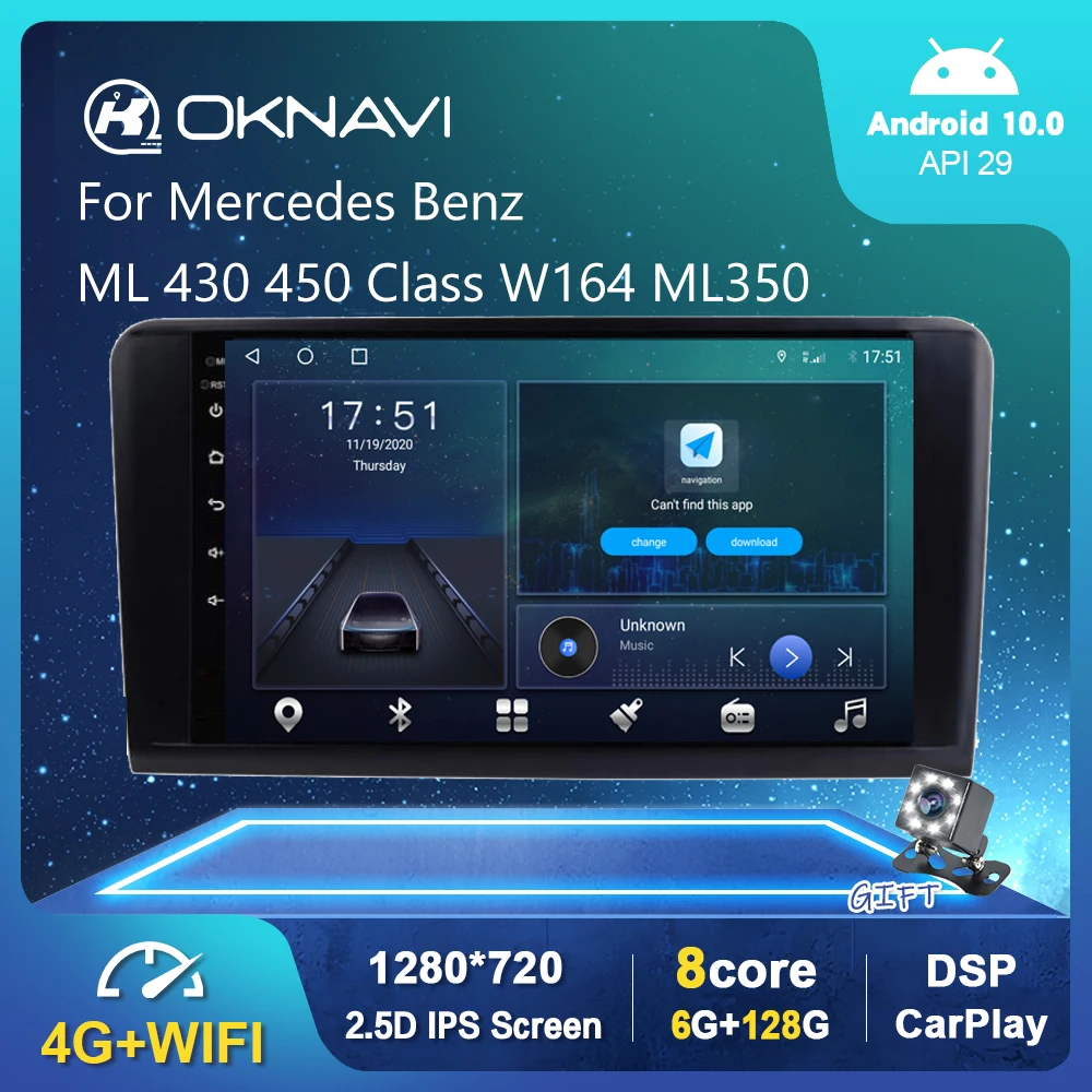 

Автомагнитола на Android 10,0 DSP, мультимедийный плеер для Mercedes Benz ML430 450 класса W164 ML350 2005-2013, видеонавигация, GPS, без DVD