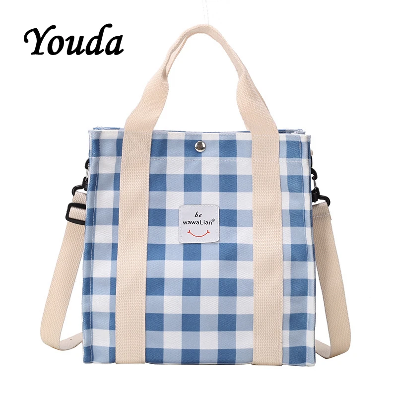 Youda оригинальная модная клетчатая тканевая женская сумка на плечо Большая