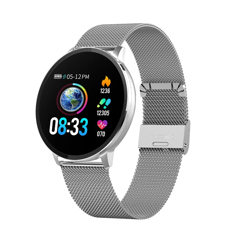 Silver steel strap Спортивные Смарт-часы CYUC NY03, монитор сердечного ритма, IP68, водонепроницаемые Смарт-часы, фитнес-трекер с h-образным приложением для android и IOS - Цвет: Silver steel strap