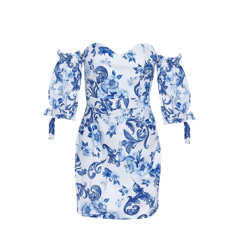 

Amazon Eaby Hot Sale New Wrapped Chest off-Shoulder Short Skirt Sexy Backless Floral Print Four-Sided Stretch Dress