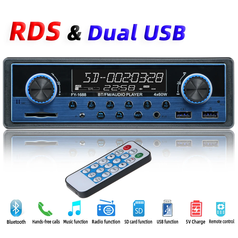 Автомобильное радио с двумя usb портами Coche RDS Bluetooth Autoradio 1 din Aux стерео аудио MP3 Para