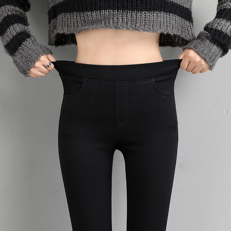 

New Elegant Fashion Women Autumn Winter plus velvet thickening Leggings high waist stretch slim bottoming pencil pants