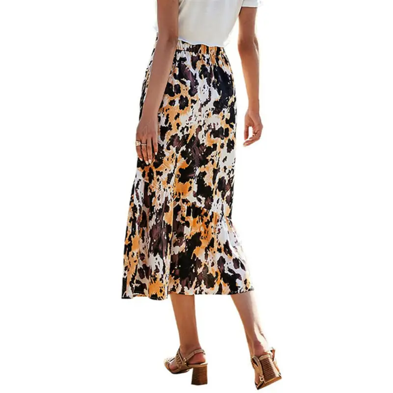 

Women's Summer Holiday Beach High Waist Skirt Ladies Fashion Knee Dress Skirt UK