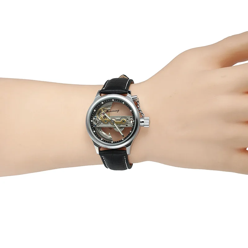 

Forsining Top Luxury Brand Men Sauce Skeleton Winding Watch Male Hollow Personality Special Automatic Mechanical Leather Watches