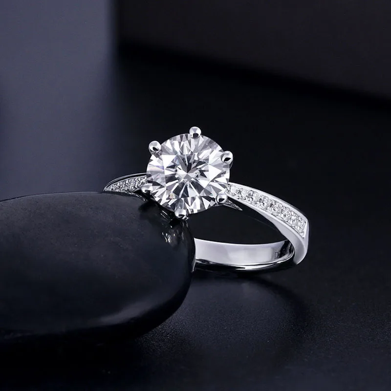 

9k White Gold Ring 1ct 2ct 3ct Moissanite Single Row Diamond Ring Round Brilliant Cut Engagement Ring Anniversary Ring