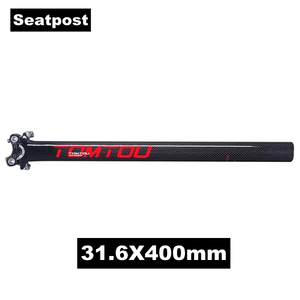 Seatpost 31.6X400mm Из карбонового волокна от tomtou дорожный велосипед вынос руля стойка сидения Велоспорт части дорожный велосипед падение баров наборы глянцевый красный-TS8T64 - Цвет: Seatpost 31.6X400mm