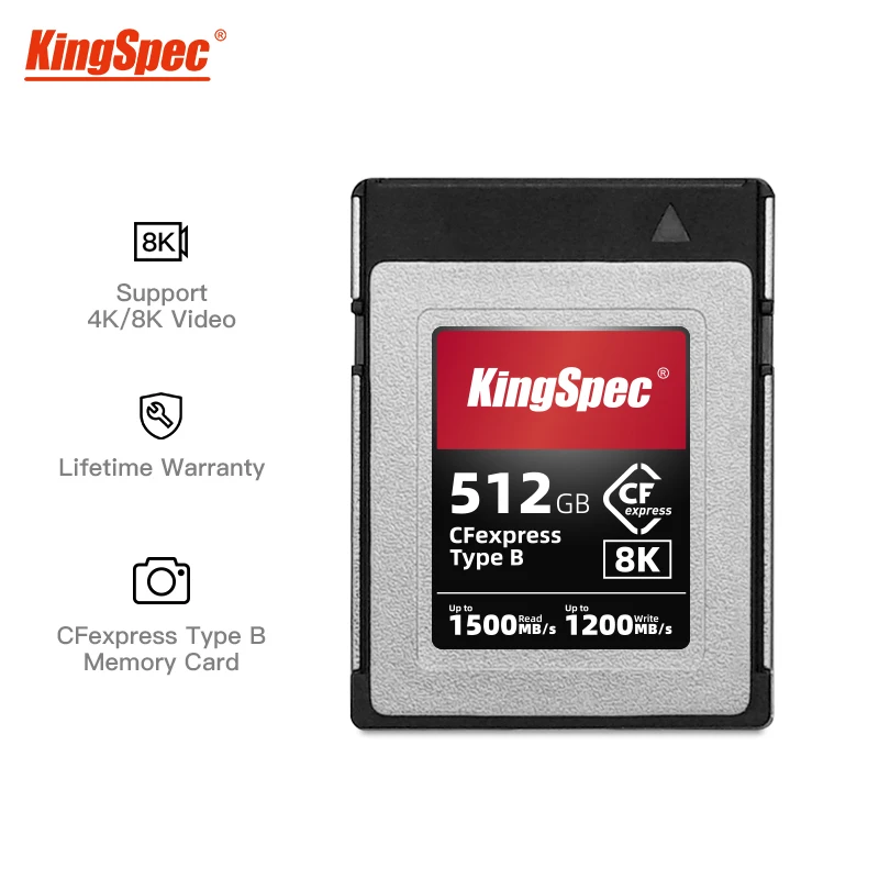 KingSpec CFexpress Card 256GB 512GB CF express High Speed Memory Card for Camera Raw 4K Video