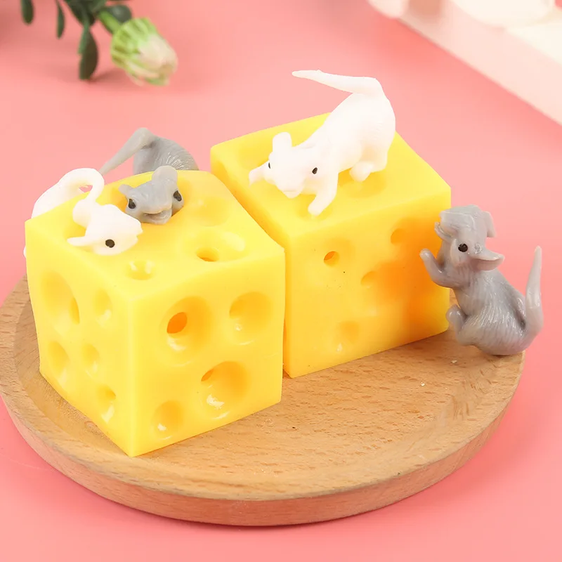 

Push Pops Mice And Cheese Finger Squeeze Slime Extrusion Stretchy Mice Hide In Cheese Hole Block Latex Stressbusting Fidget Toy