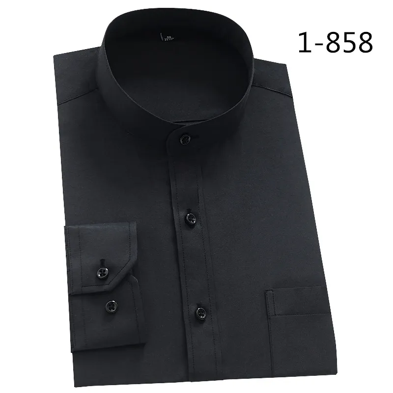 1-858 DAVYDAISY, Новое поступление, мужская рубашка, модная, с длинным рукавом, мужская, стоячий воротник, приталенная рубашка, мужская рубашка, camiseta masculina DS246 - Цвет: 1-858